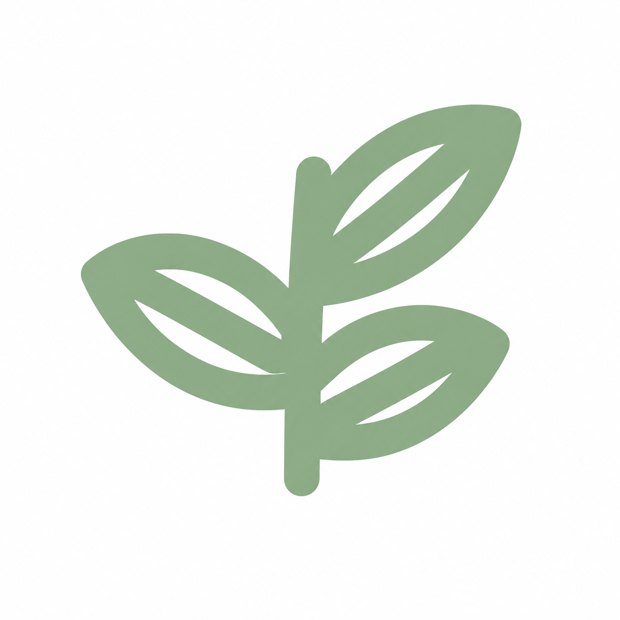Simple graphic of a green plant with three broad leaves on a white background.
