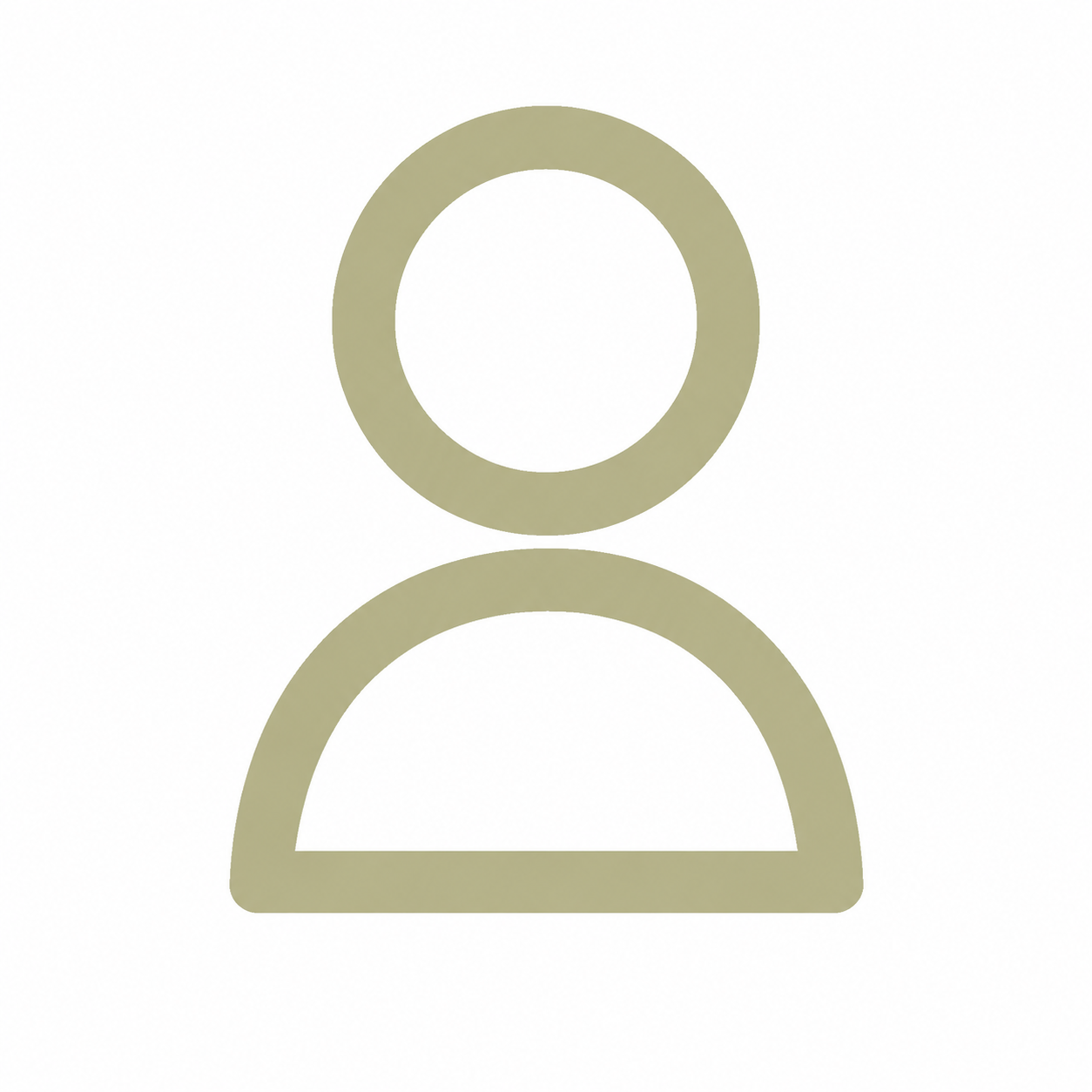 Outline of a person with a circular head and a semi-circular body, in a light beige color.