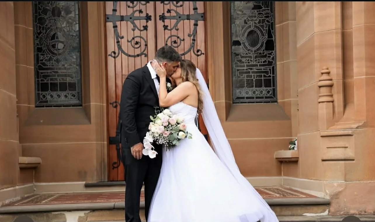 Sydney Wedding. Orchid bouquet with white and pink garden roses and babies breath. Traditional Christian Church Wedding. Southern Highlands Wedding Florist, Sydney Wedding Florist, South Coast Wedding Florist.


