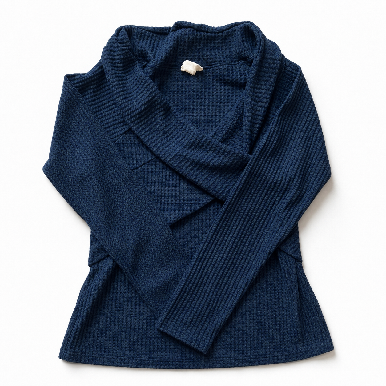 Midnight Harbor Waffle Knit Cowl Neck Top