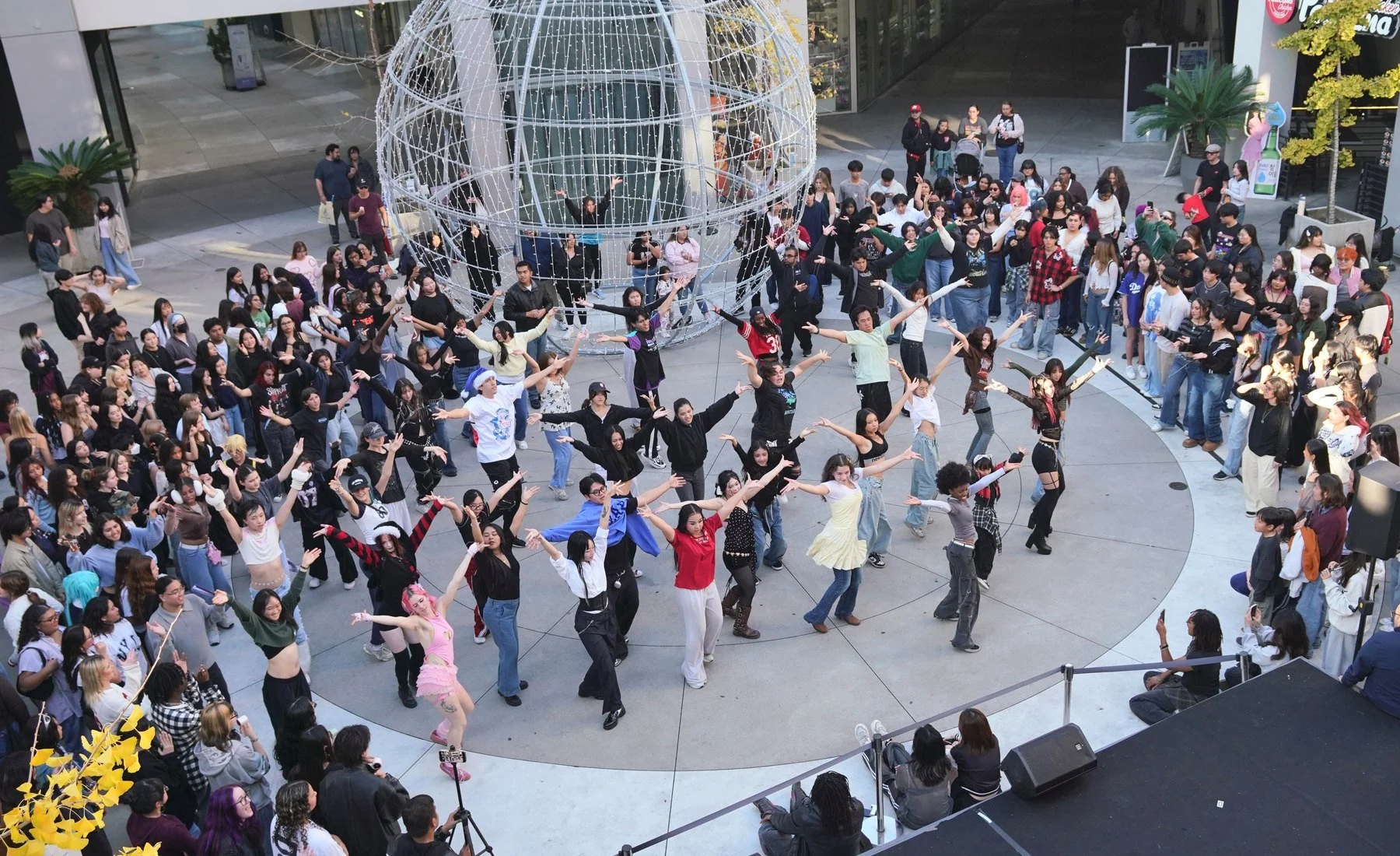 Fans gather for a Hallyuverse K-pop Random Play Dance event.
