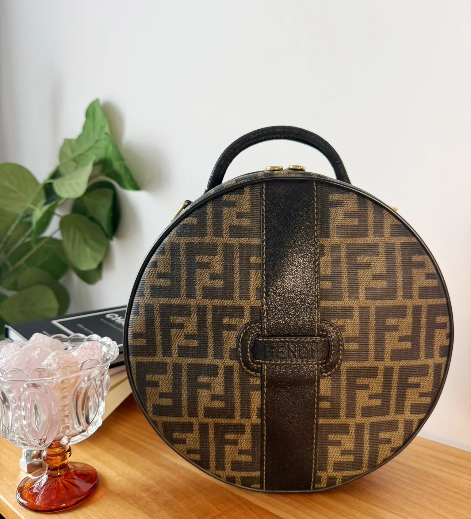 Fendi Zucca Round Vanity Bag