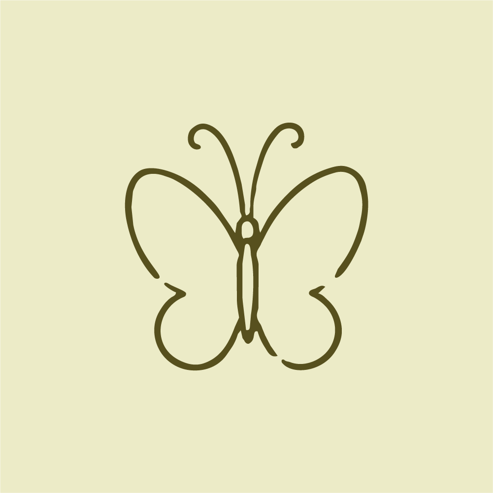 Simple line drawing of a butterfly on a light background.
