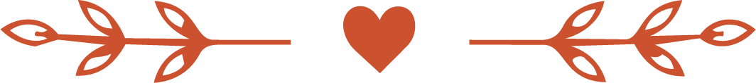 Decorative heart with symmetrical branches on either side, all in a brownish-red color.
