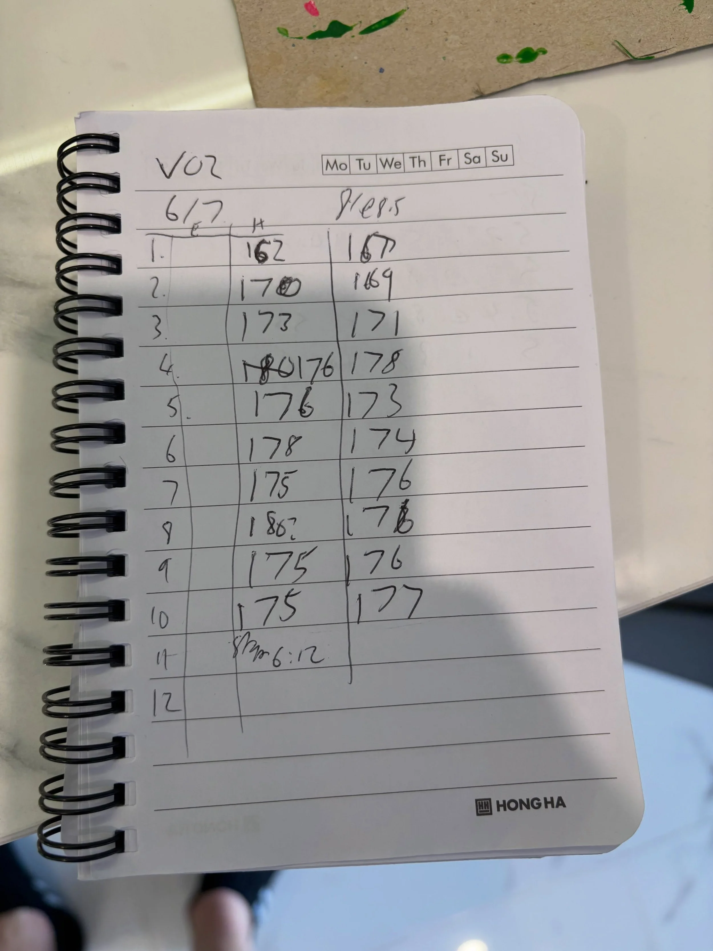I track all my training the same way, scribbles on paper. I do this because if no one can read it, I can pretend they are elite results 😂. Only joking. 

I do it this way as the more complicated I used to make it, the easier it was to give up. Plus,