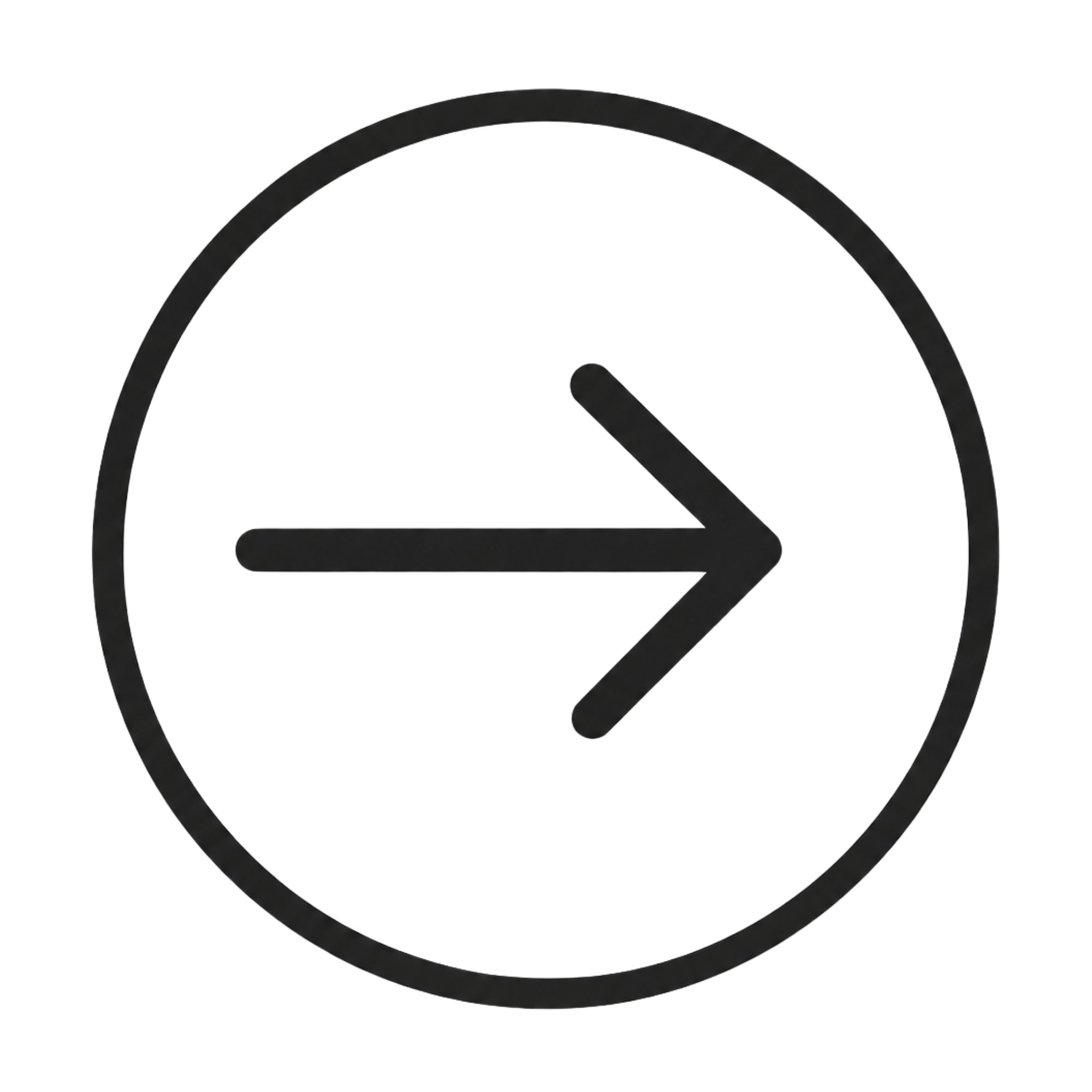 A stylized logo with a purple circle and a black arrow, outlined by a thin gray ring.
