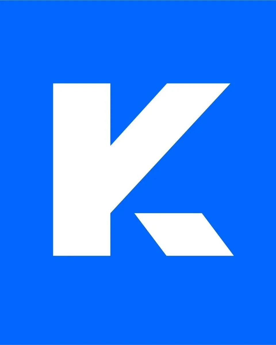 A blue background with a large white letter 'K' in the center. Keli Constructions icon
