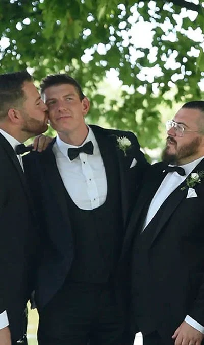 Groom with groomsmen wedding content filmed outside on my iPhone at Lusty Beg Island.