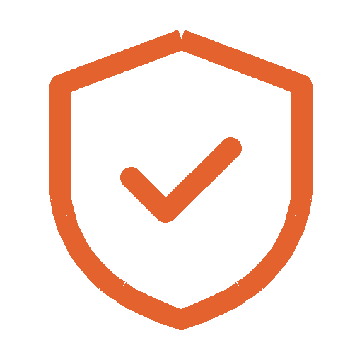 Shield icon with a checkmark inside it, representing security or protection.