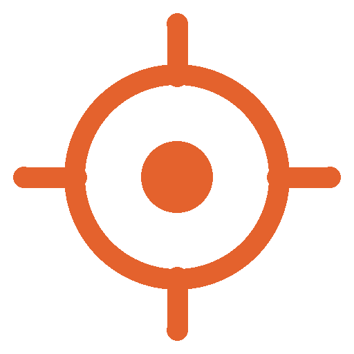 Simple orange crosshair or targeting icon on black background.