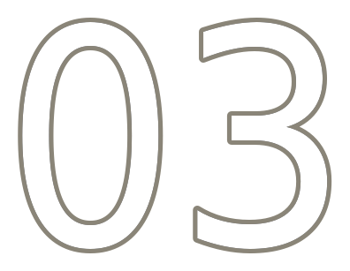 Number "03" in black outline on black background
