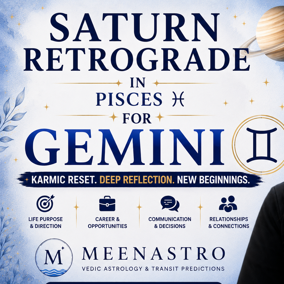 Saturn Retrograde in Pisces for Gemini Ascendant (27 July – 10 December 2026): Complete Vedic Astrology Predictions