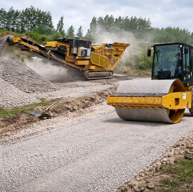 heavy axle load on crushed concrete driveway surface