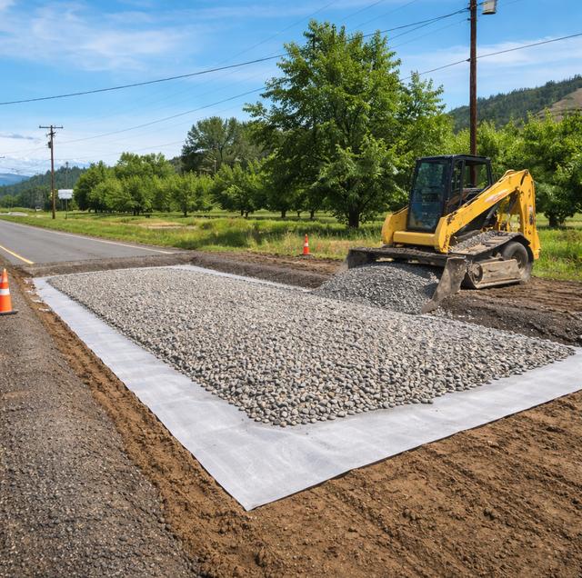 stacked gravel layers cutaway showing subgrade base soil