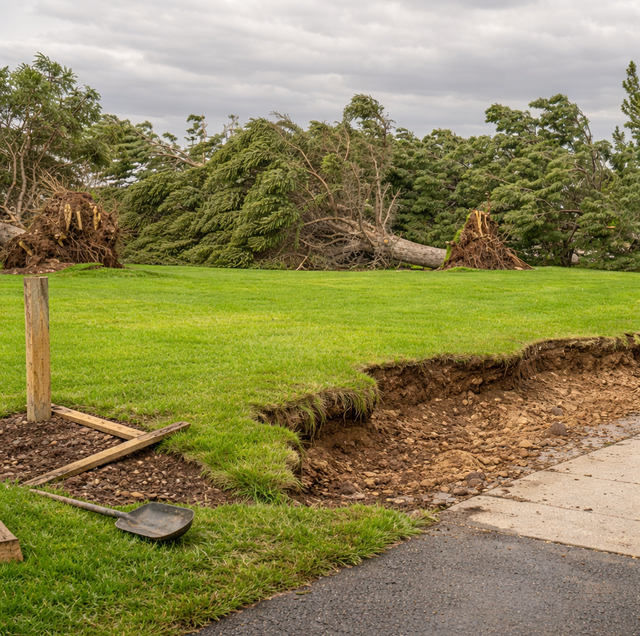 downed oak tree with exposed roots after storm