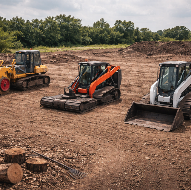 Cleared brown lot with scattered tree stumps