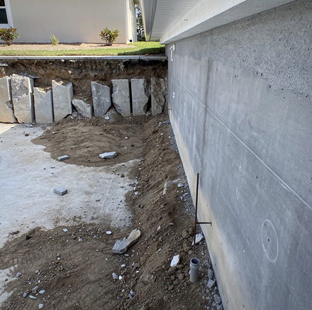 pool wall beside house footing sharing soil