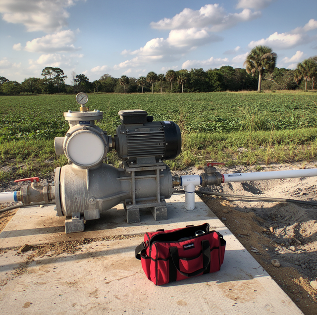 center pivot irrigation trickling water over young crop