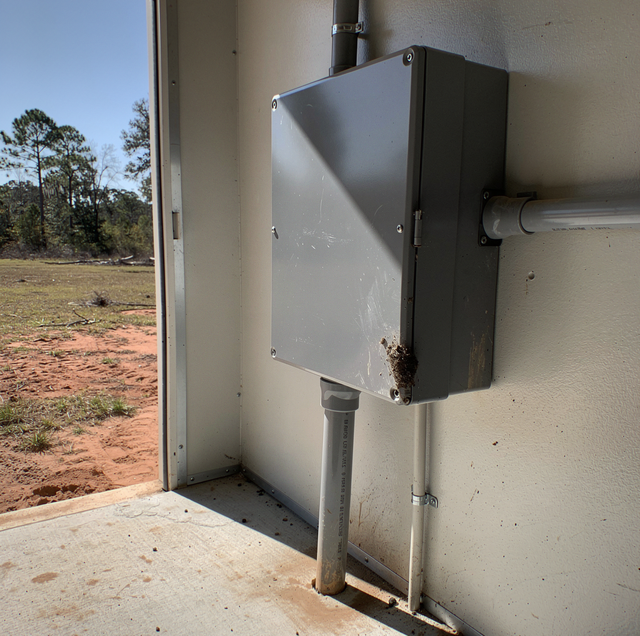 fire ant mound inside open pump control box