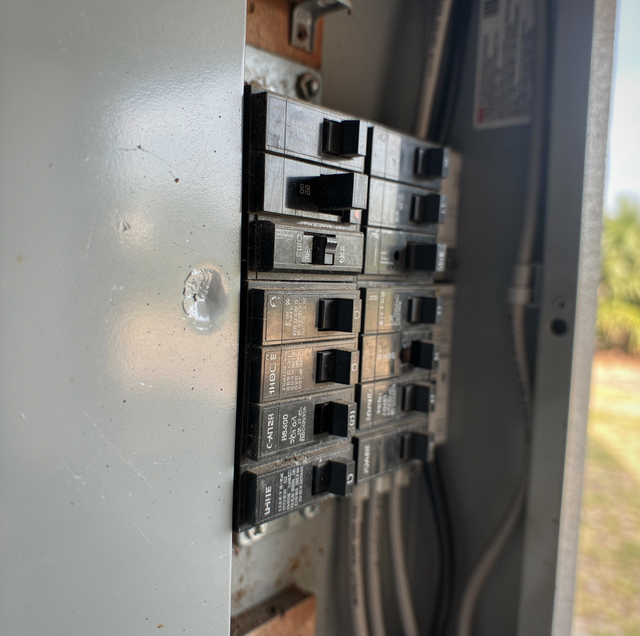 breaker panel with sprinkler pump plugged in