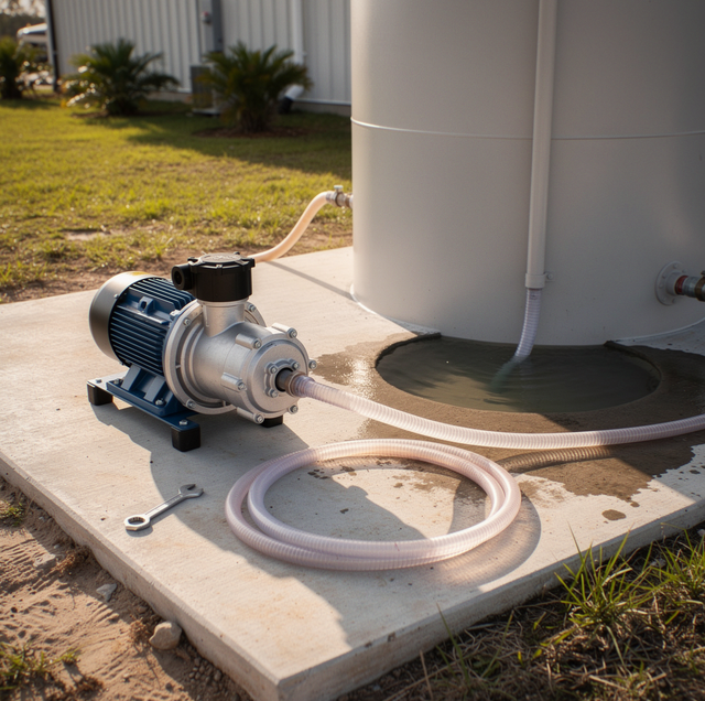 submersible turbine pump hanging in irrigation well casing