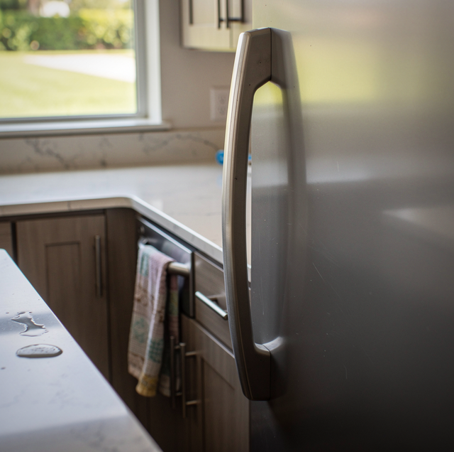home refrigerator with door open after power outage