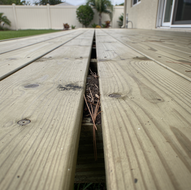 rotting deck board cut end over joist joist