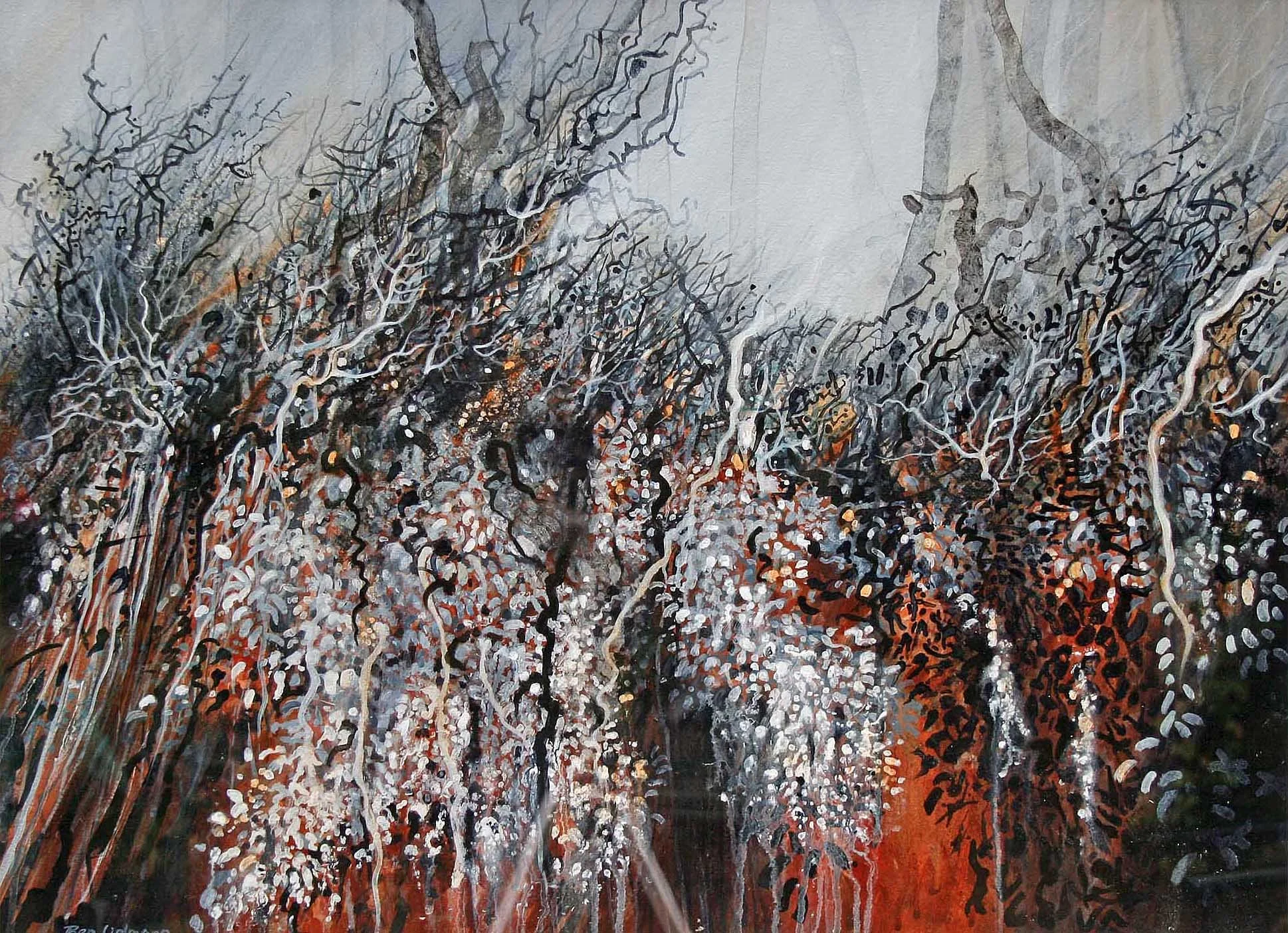 Red bank, Woodleigh. Acrylic on paper 93 x 77cm