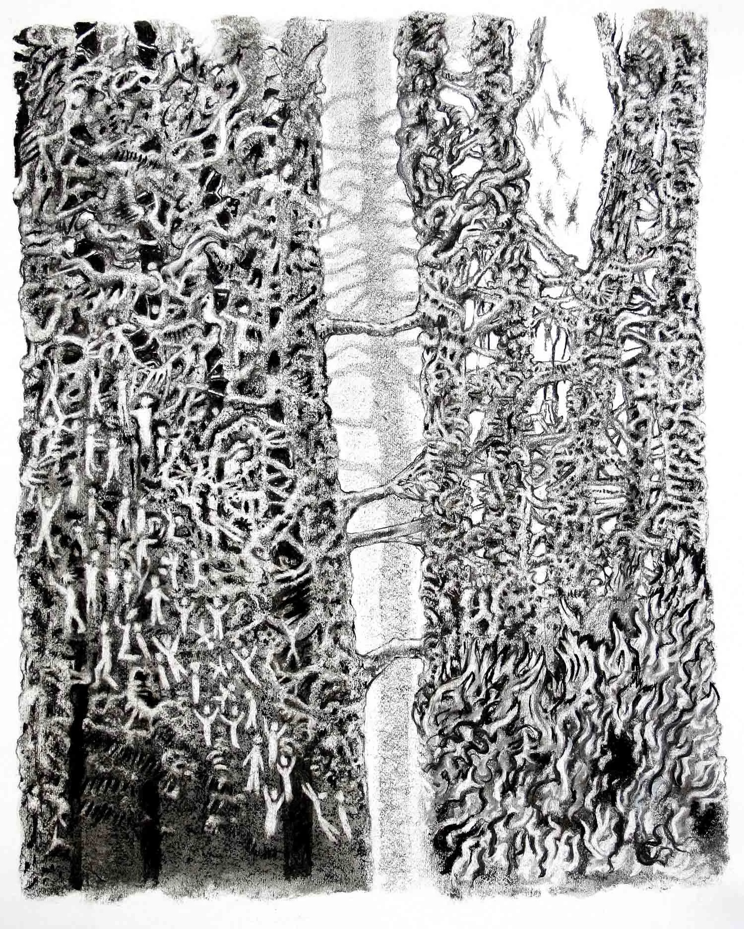 Kakamega forest (6), Kenya. Charcoal and graphite  86 x 70cm (mounted)