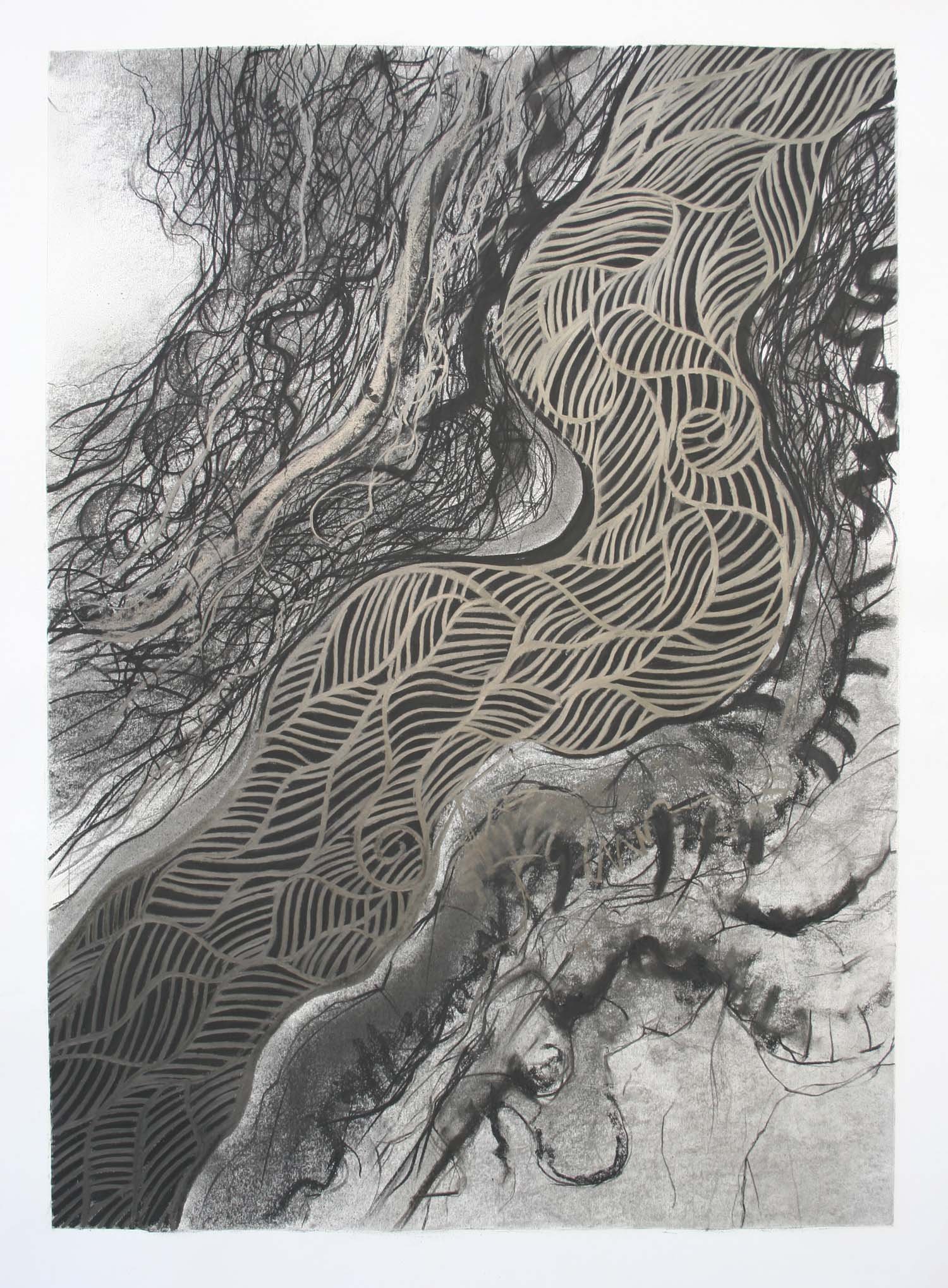 Abstract Route. Charcoal and graphite 90x80cm