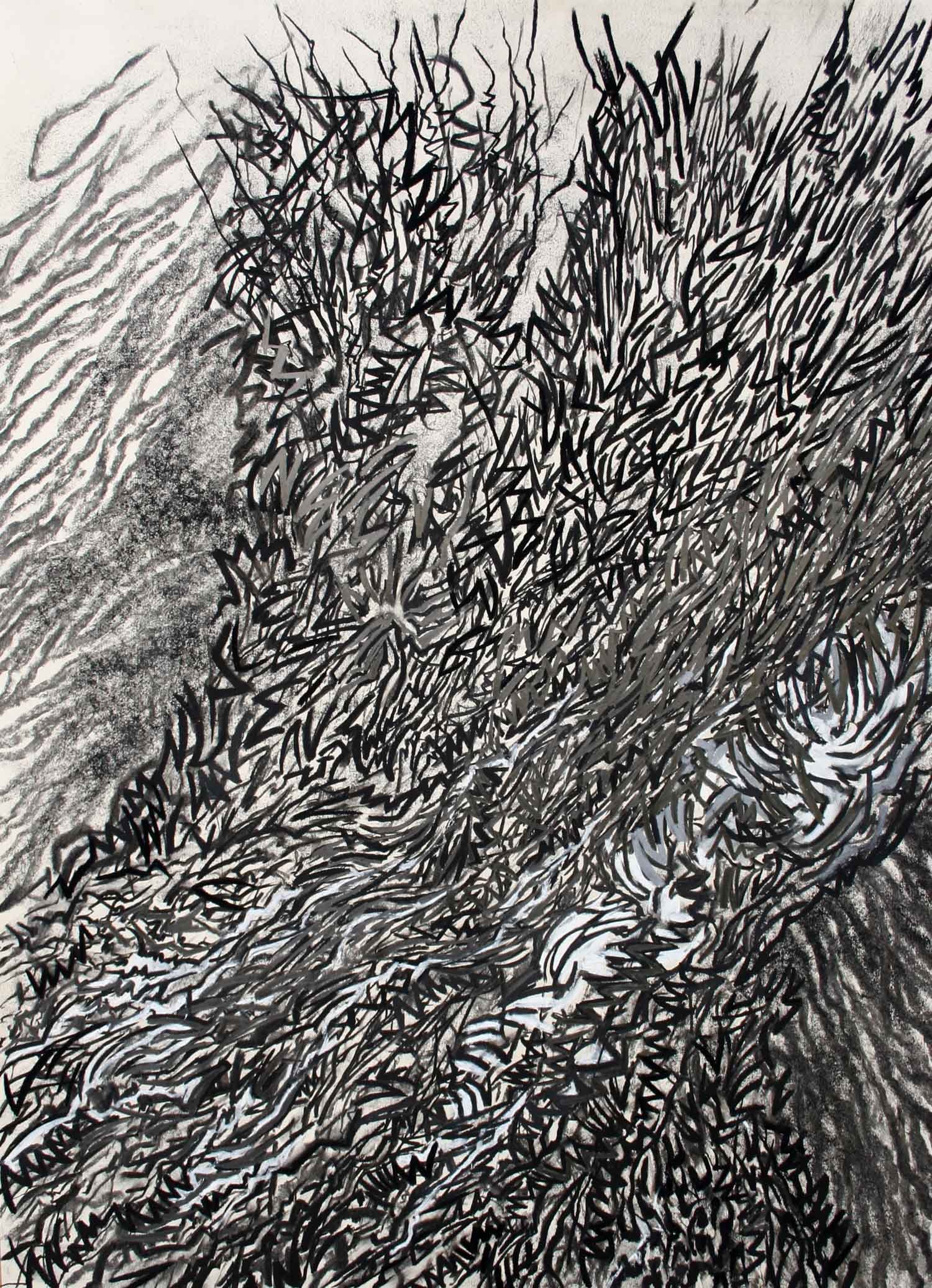 Abstract Route,  Charcoal and Graphite  70x80cm