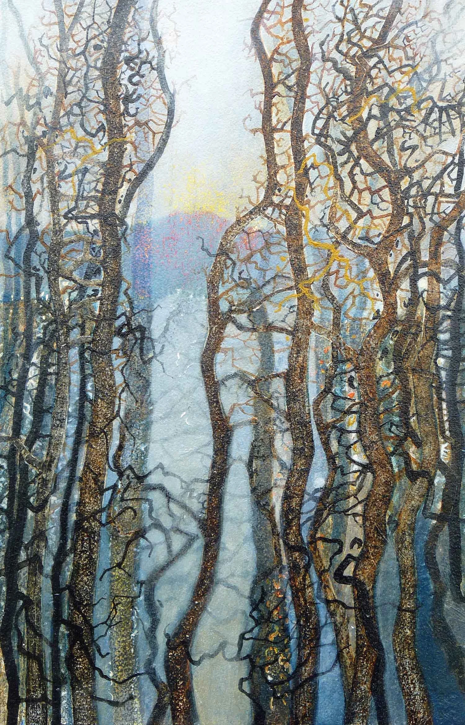 Red trees on Dartmoor Acrylic on board  30 x 40cm