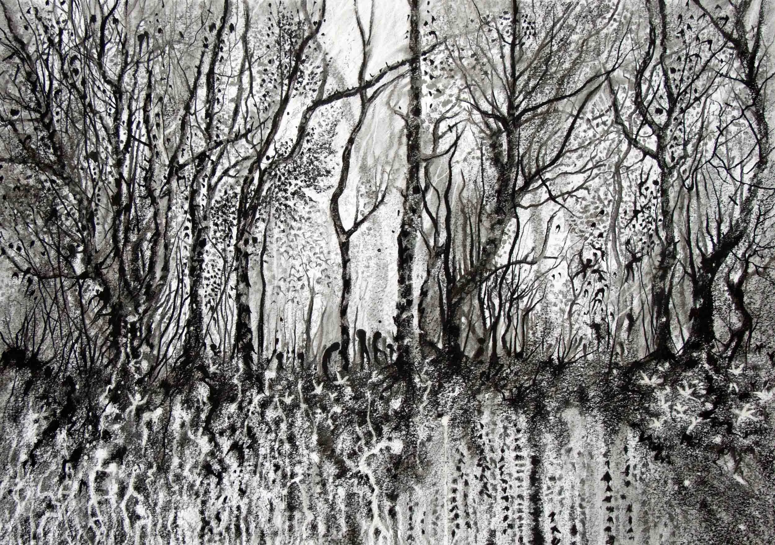 Woodleigh Gathering Charcoal and Graphite. 94 x 69cm