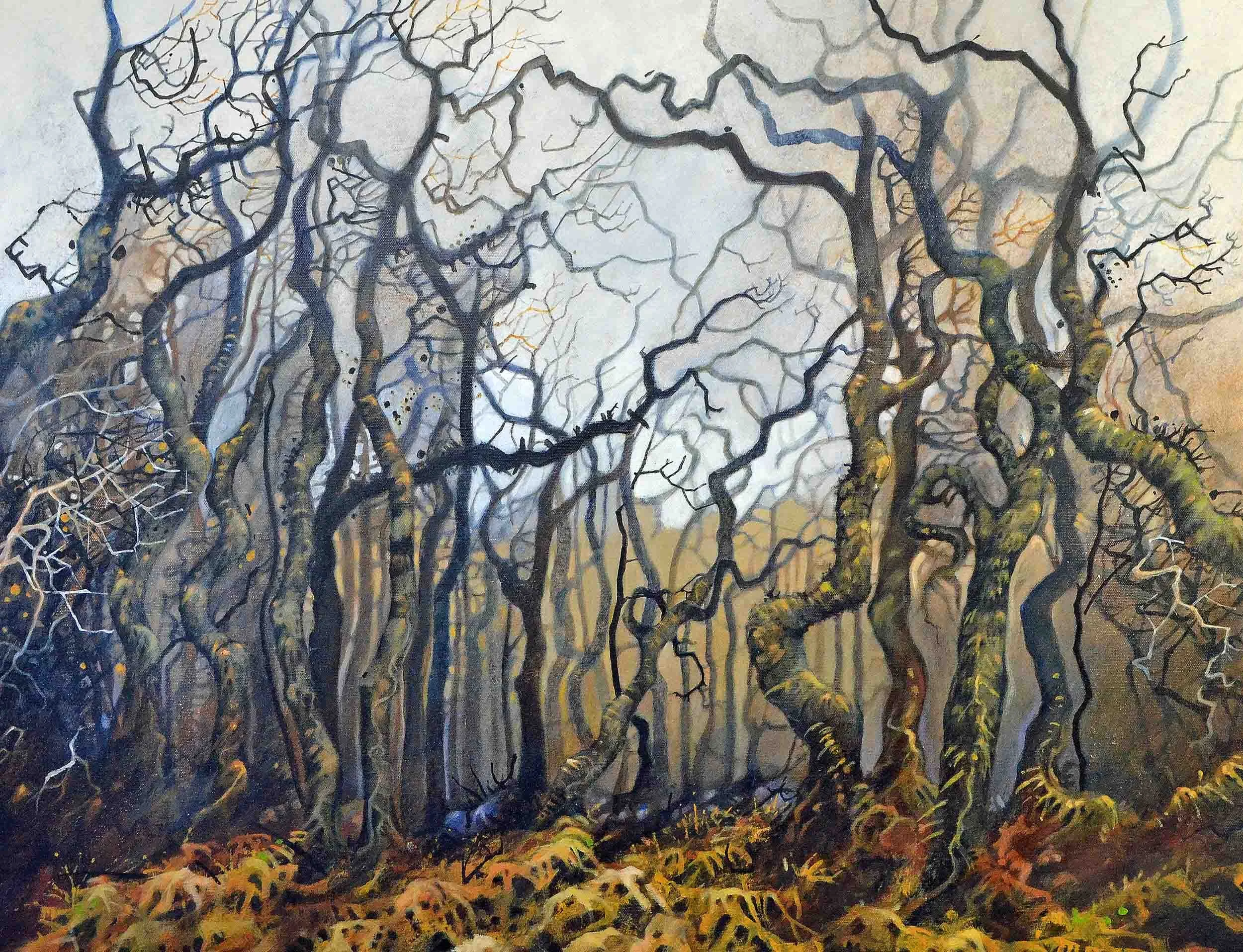 Golden wood with roots. 92 x 71cm  Oil on canvas