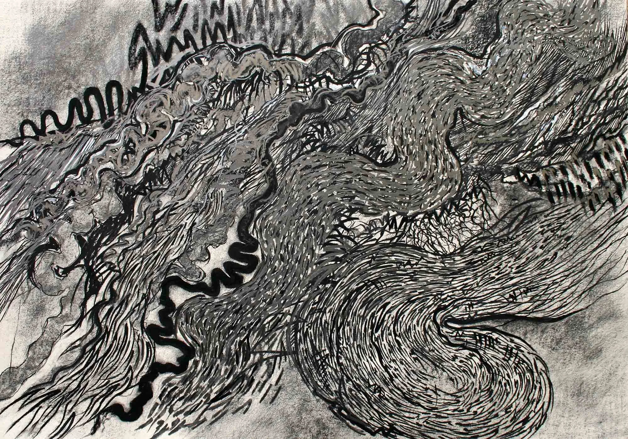 Abstract Route,  Charcoal and Graphite 79x80cm