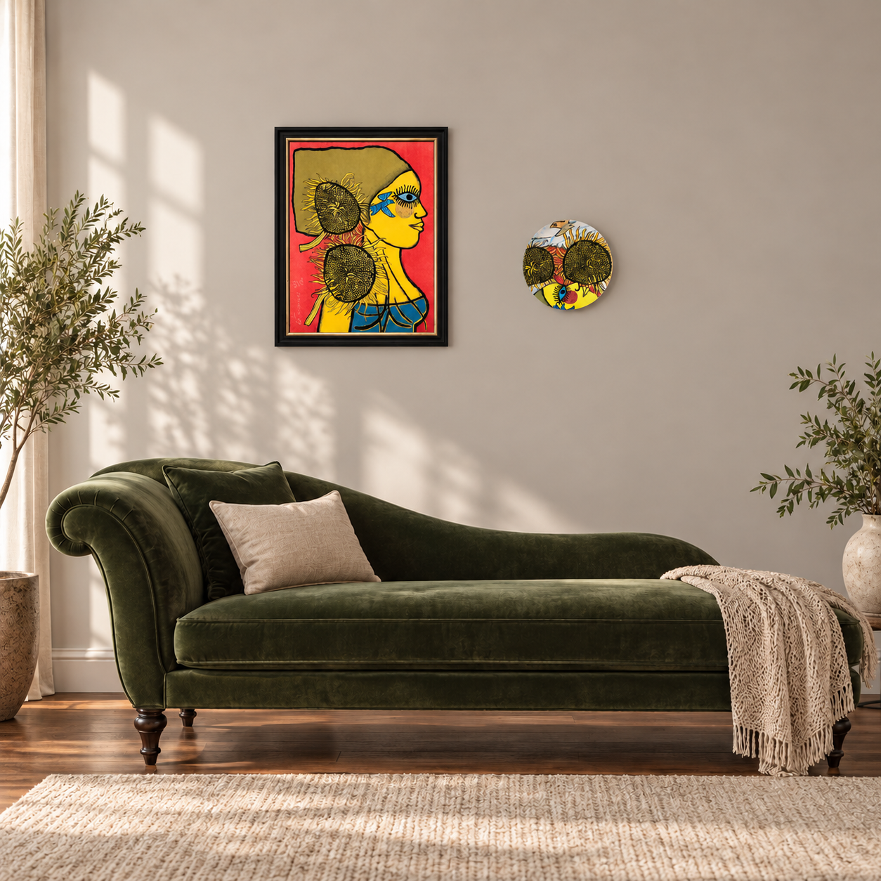 Corneille Les Tournesols Litho & Ceramic plate set, hommage à Van Gogh, Certified art.