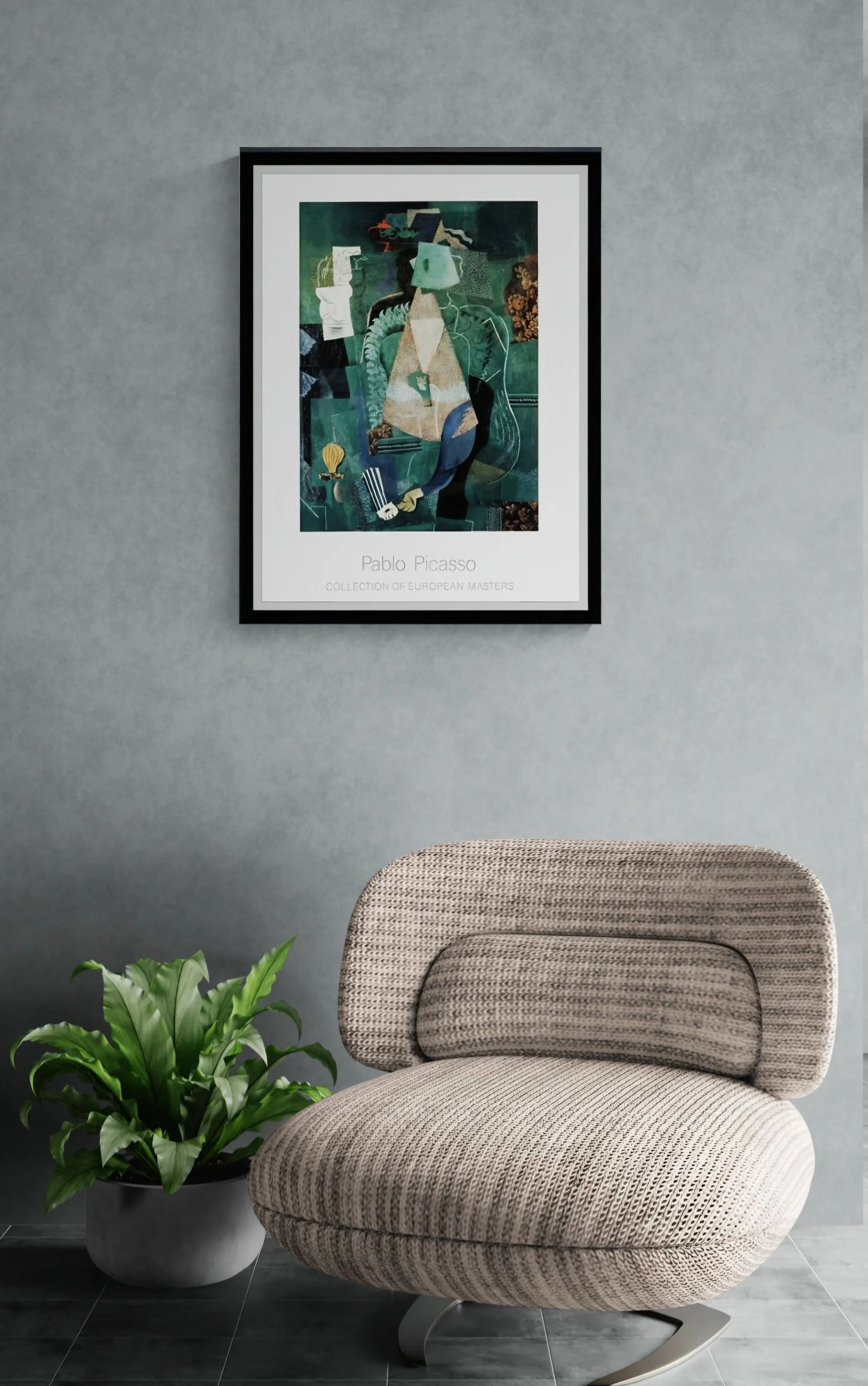 Modern chair in front of a feature wall.jpeg