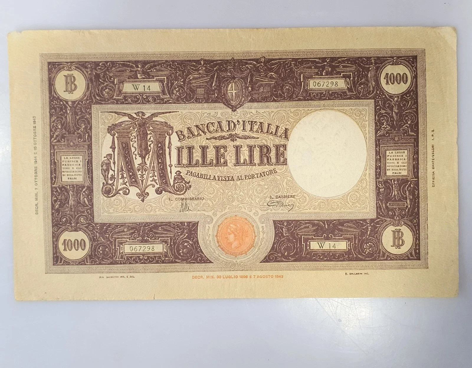 Banconota 1.000 Lire 7/10/1944