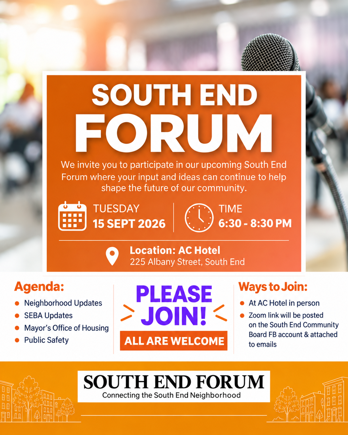 South End Forum (in person &amp; Virtual)
