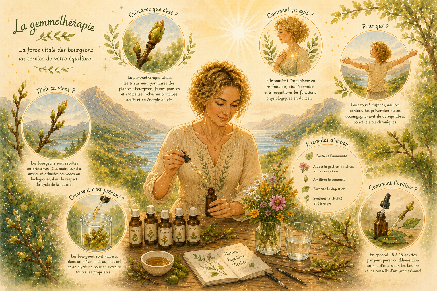 la gemmothérapie et la création à base de bourgeons de plantes
