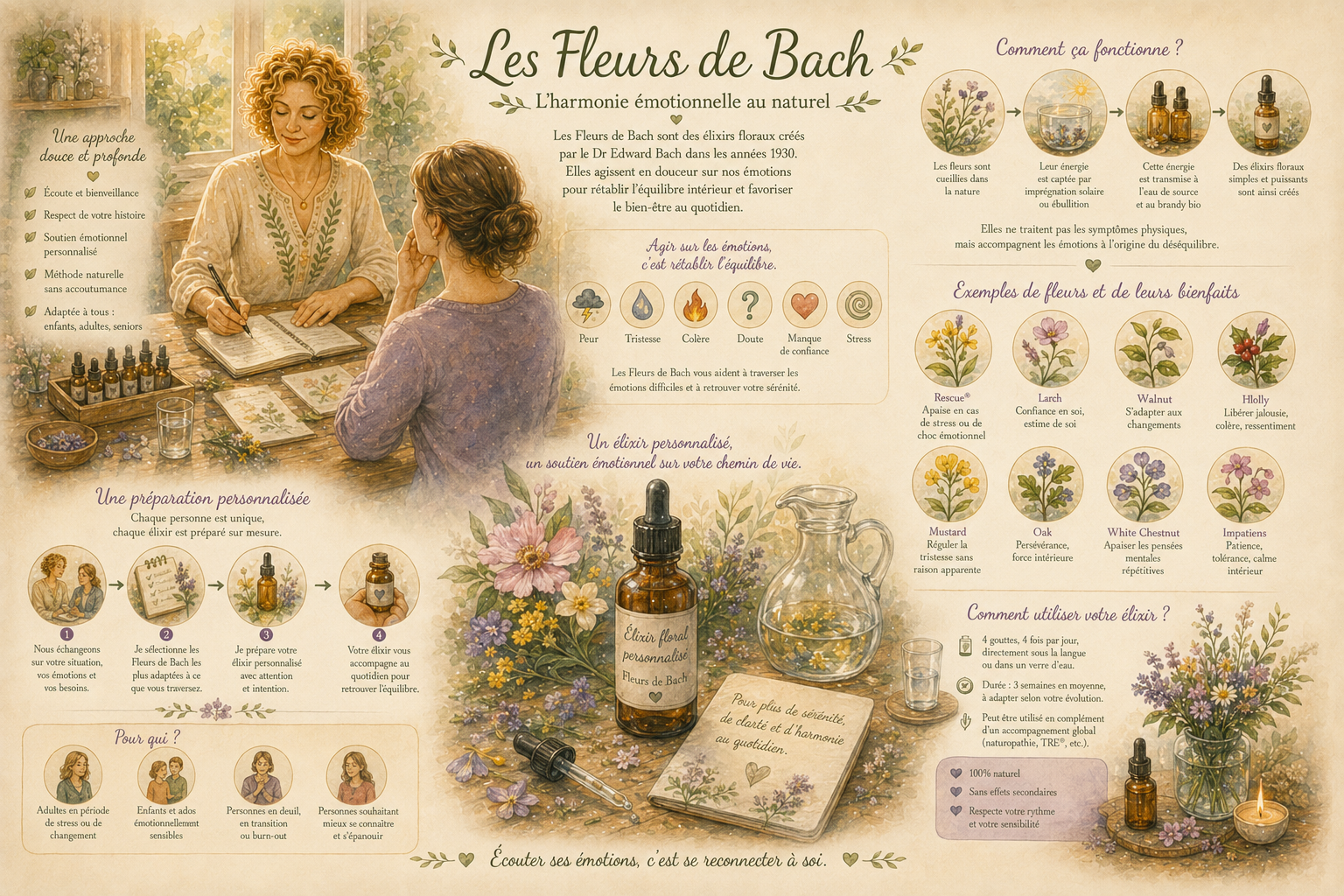 La création d'élixirs à partir de Fleurs de Bach