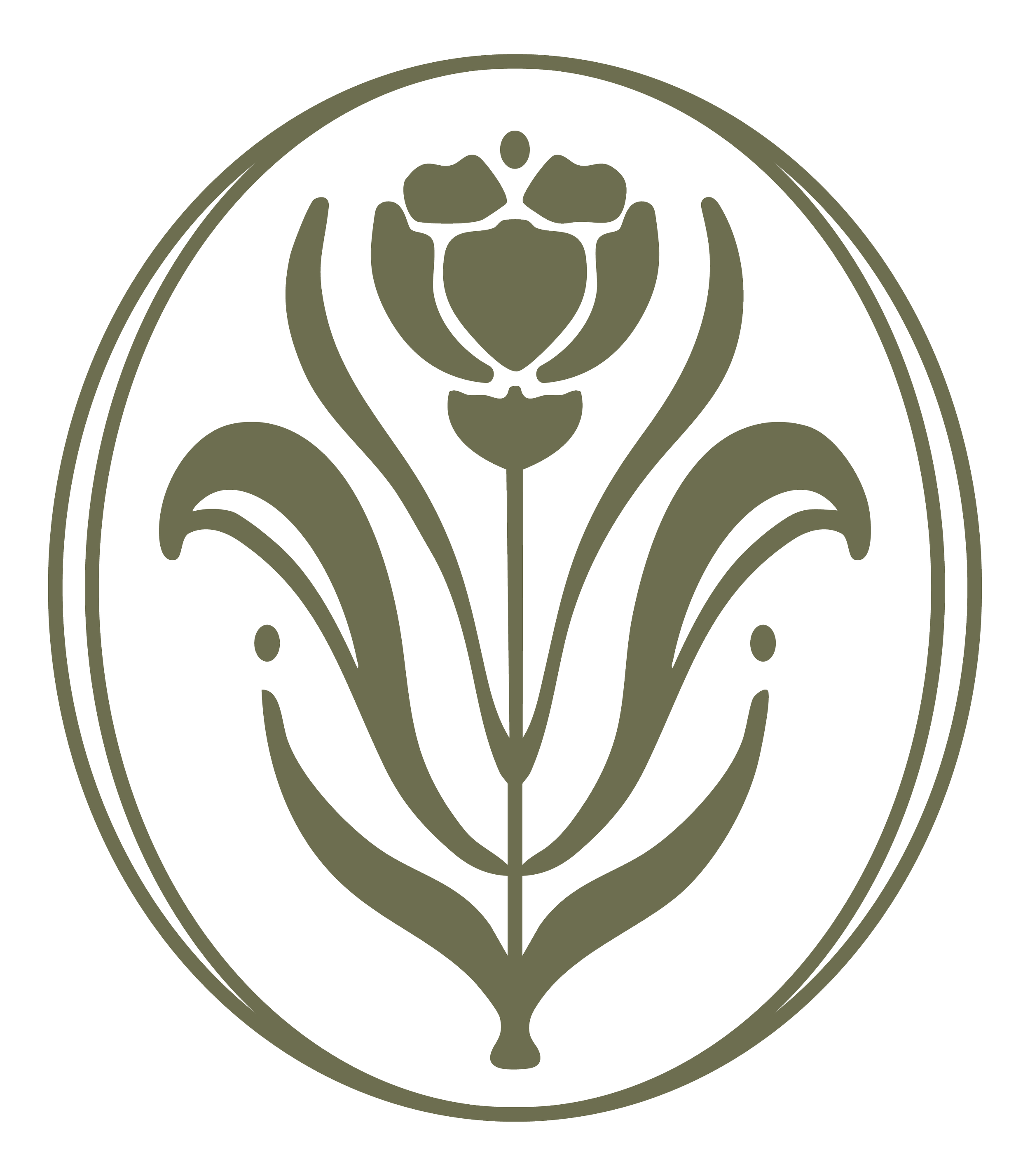 A stylized, monochrome logo featuring a bud of a flower with a heart-shaped base, enclosed within circular and curved lines. Dear Madalynn florals brand mark - a sophisticated take on a tulip.