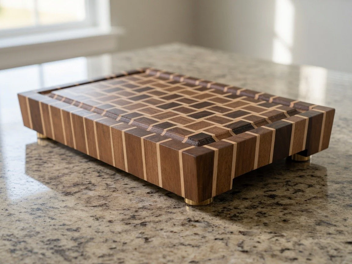 Walnut / Maple - Basketweave End-Grain Cutting Board