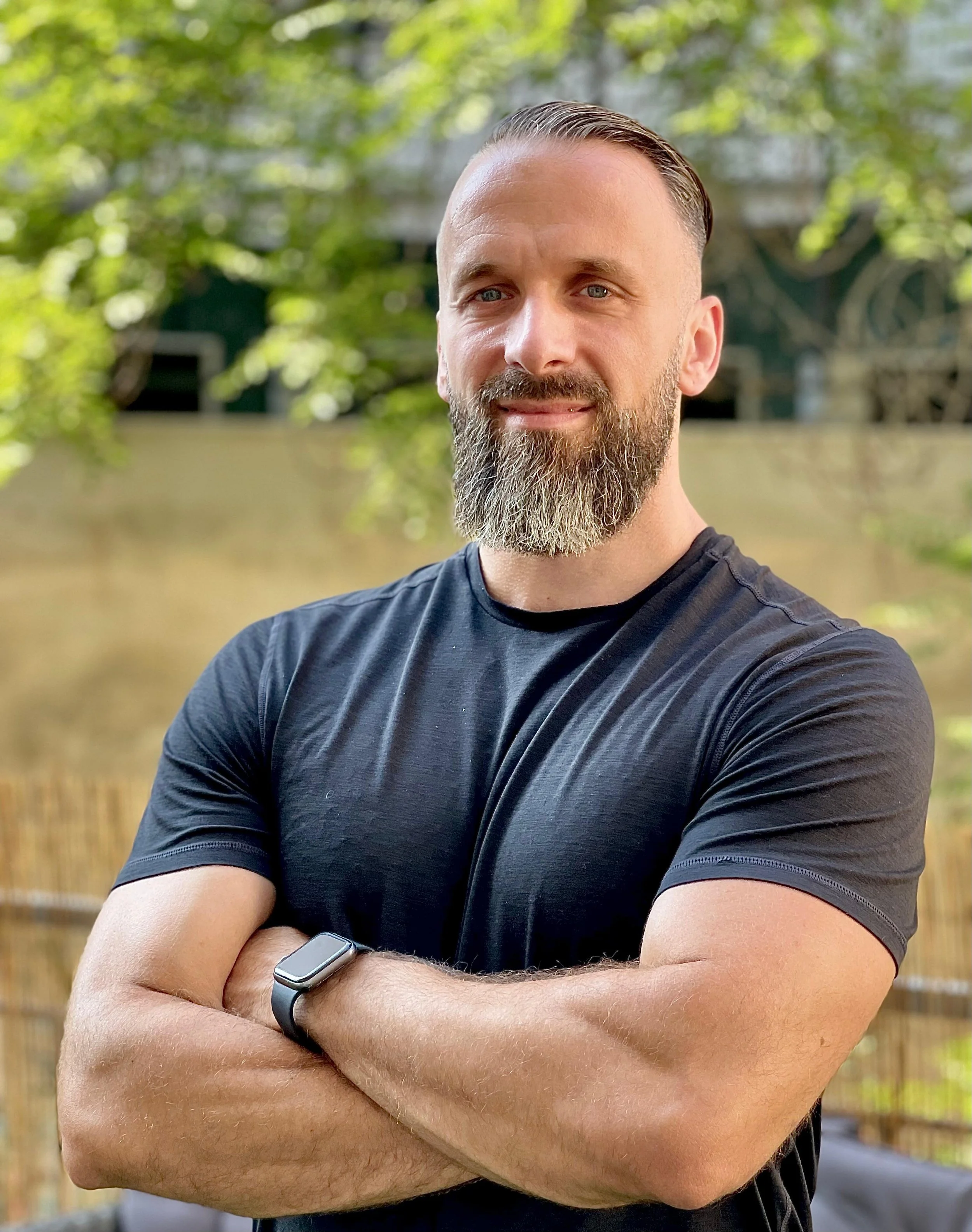 Bojan Milovanovic, NASM-certified personal trainer, outdoors in Athens