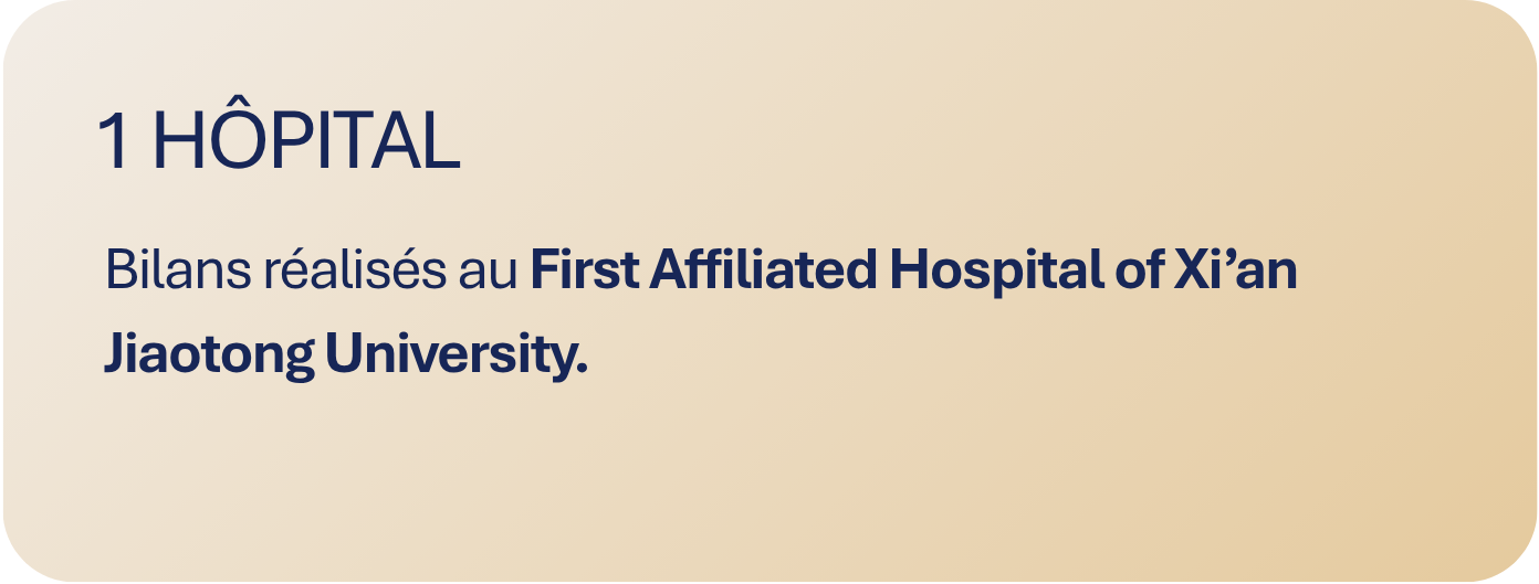 Xi'an Anais Medical Coordination | Bilans réalisés au First Affiliated Hospital of Xi’an Jiaotong University.