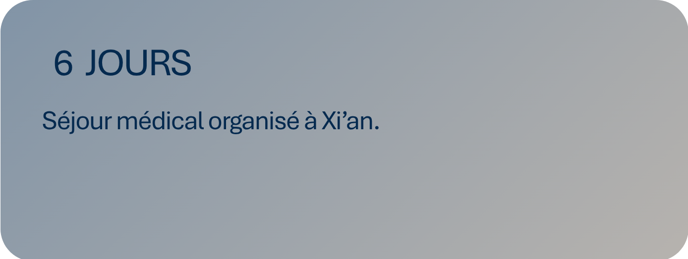 Xi'an Anais Medical Coordination | Un séjour médical de 6 jours organisé à Xi'an.