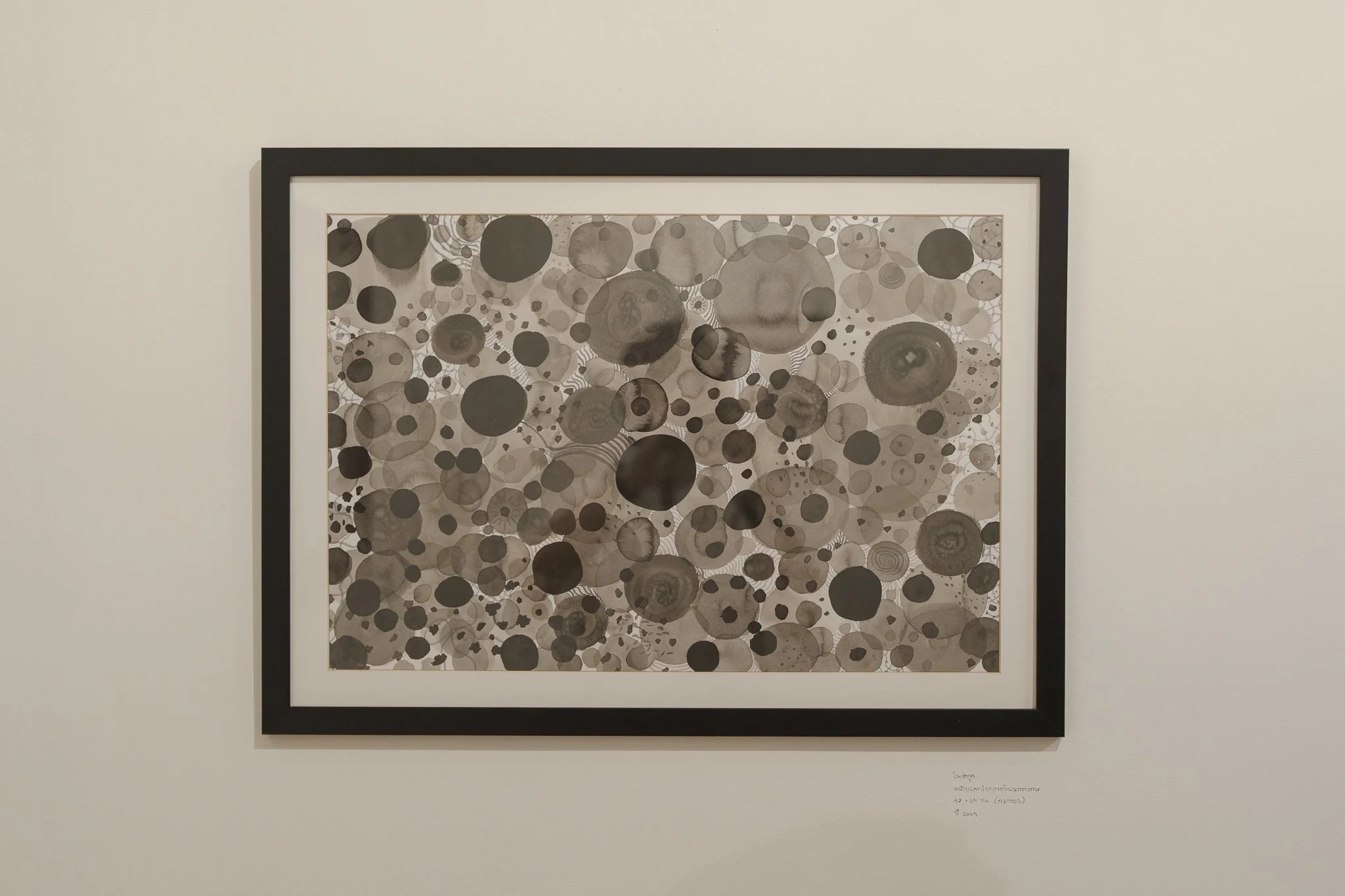 โมเลกุล (Molecules), 2024, หมึกและปากกาดำบนกระดาษ, 47 × 64 cm