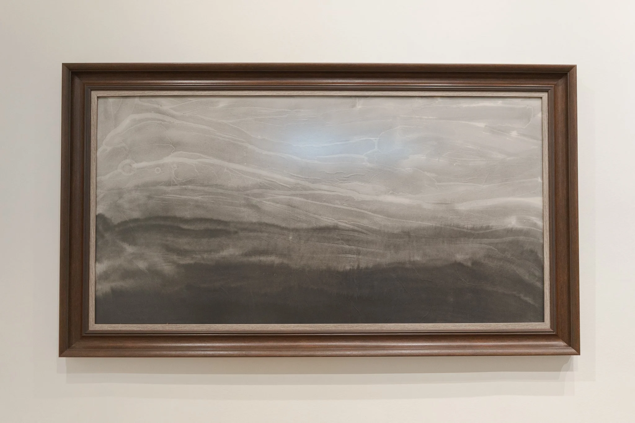 ความสงัดแห่งจิตวิญญาณ 0 (Landscape of Mind | Soulitude 0), 2025, หมึกจีนและสีน้ำบนกระดาษ, 87.5 × 155 cm