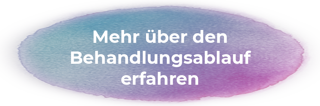 Grafik mit Wasserfarben-Design und Text 'Mehr über den Behandlungsablauf erfahren'