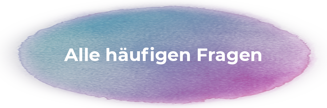 Bunte Wasserfarbe mit deutschem Text 'Alle häufigen Fragen'